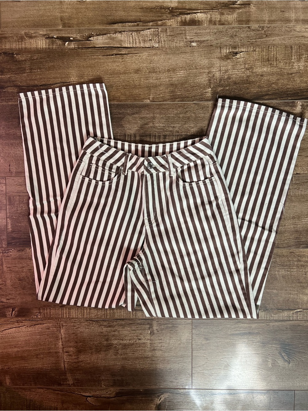 Striped brown and white pants